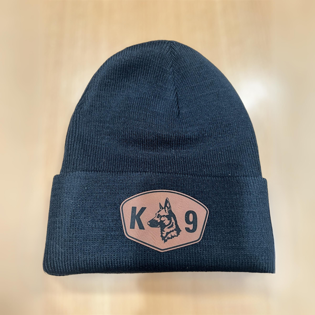 Custom Beanie with Leather Patch