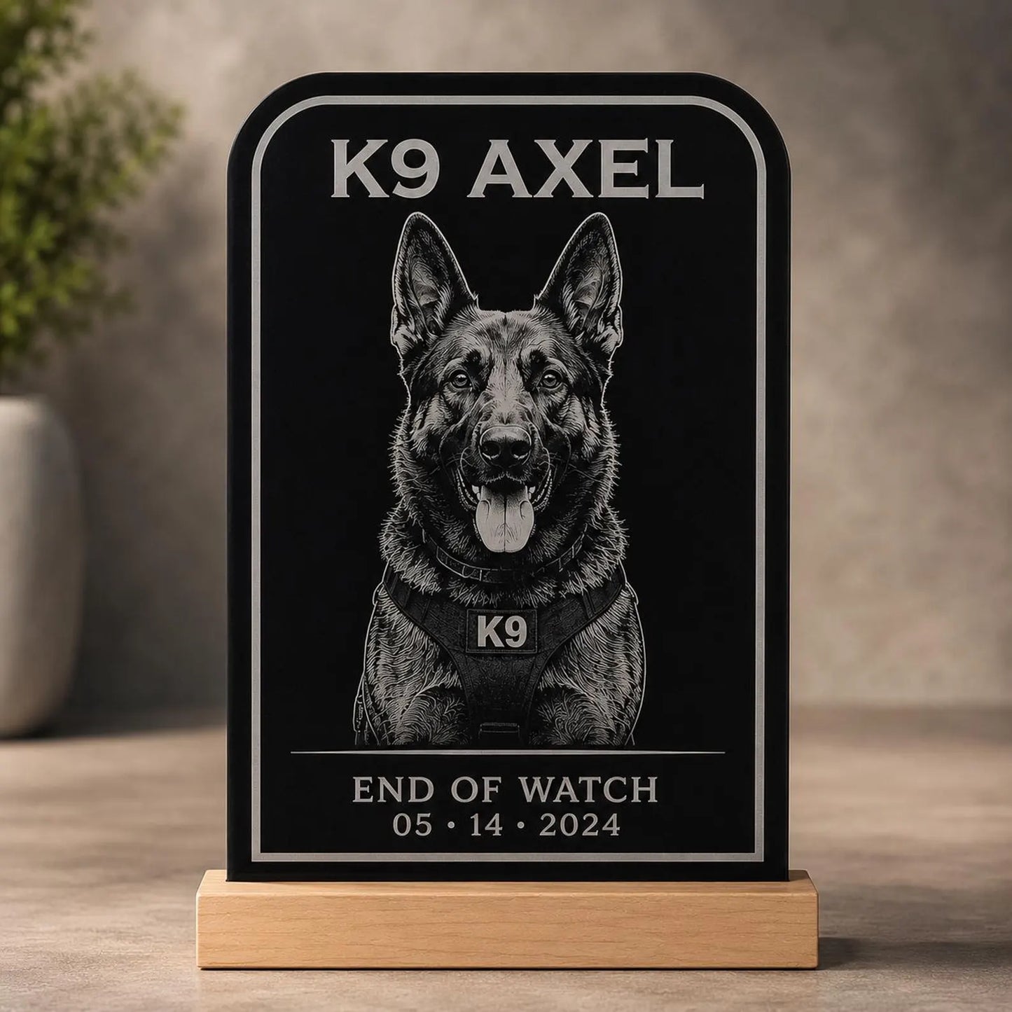 Police K9 Memorial Plaque | Personalized K9 End Of Watch Gift